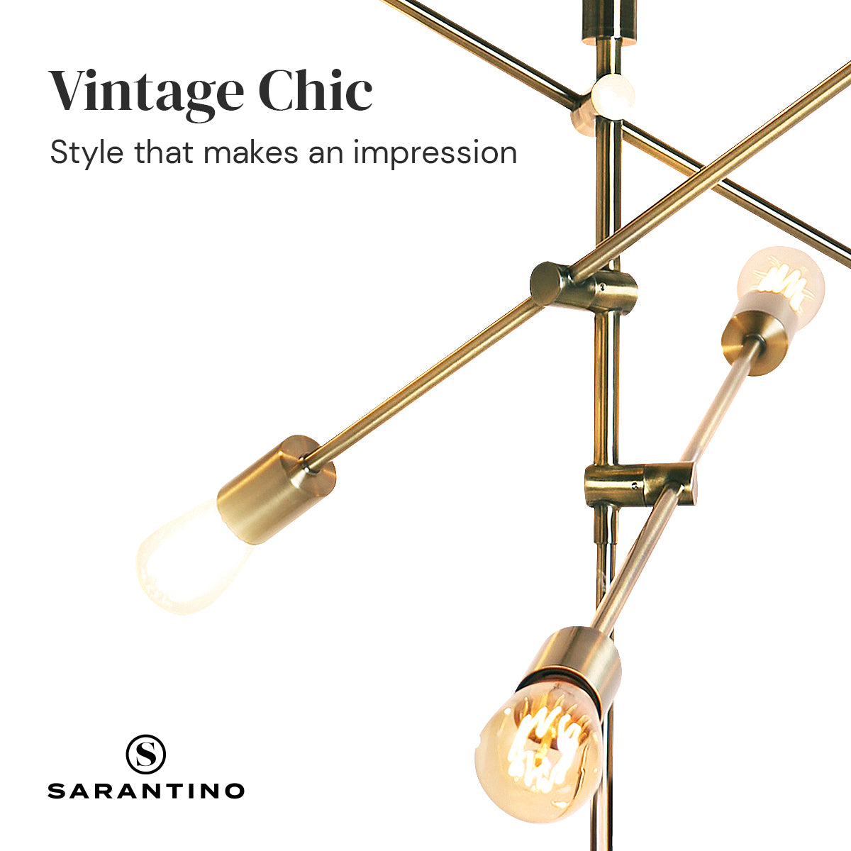 6-Light Antique Brass Sputnik Floor Lamp Modern Metal Adjustable Standing Light for