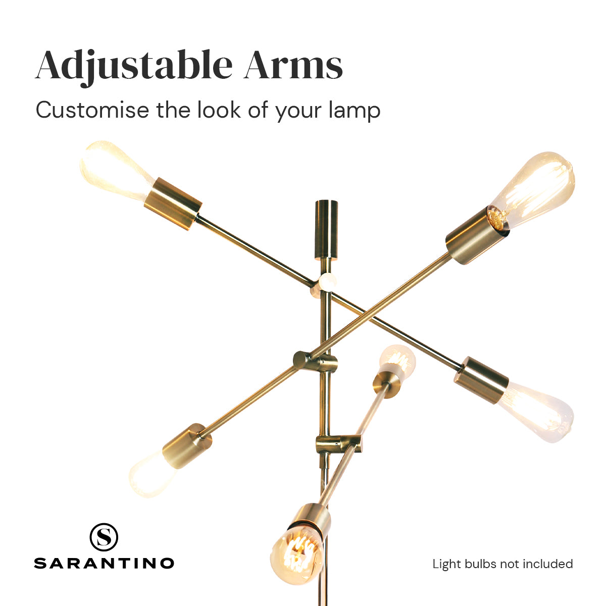 6-Light Antique Brass Sputnik Floor Lamp Modern Metal Adjustable Standing Light for