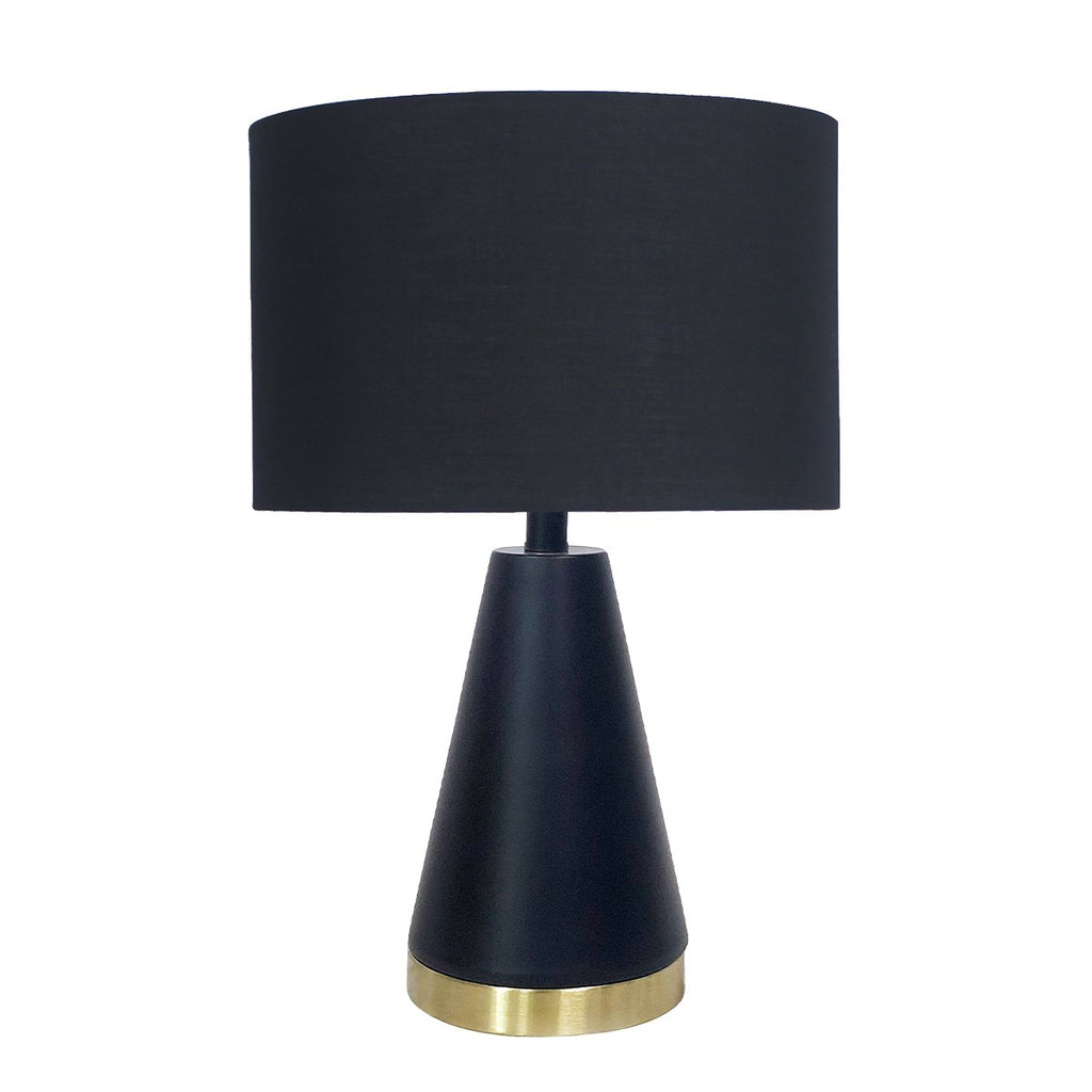 Black and Gold Metal Table Lamp with Fabric Shade Modern Bedside Desk Light for Living