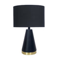 Black and Gold Metal Table Lamp with Fabric Shade Modern Bedside Desk Light for Living