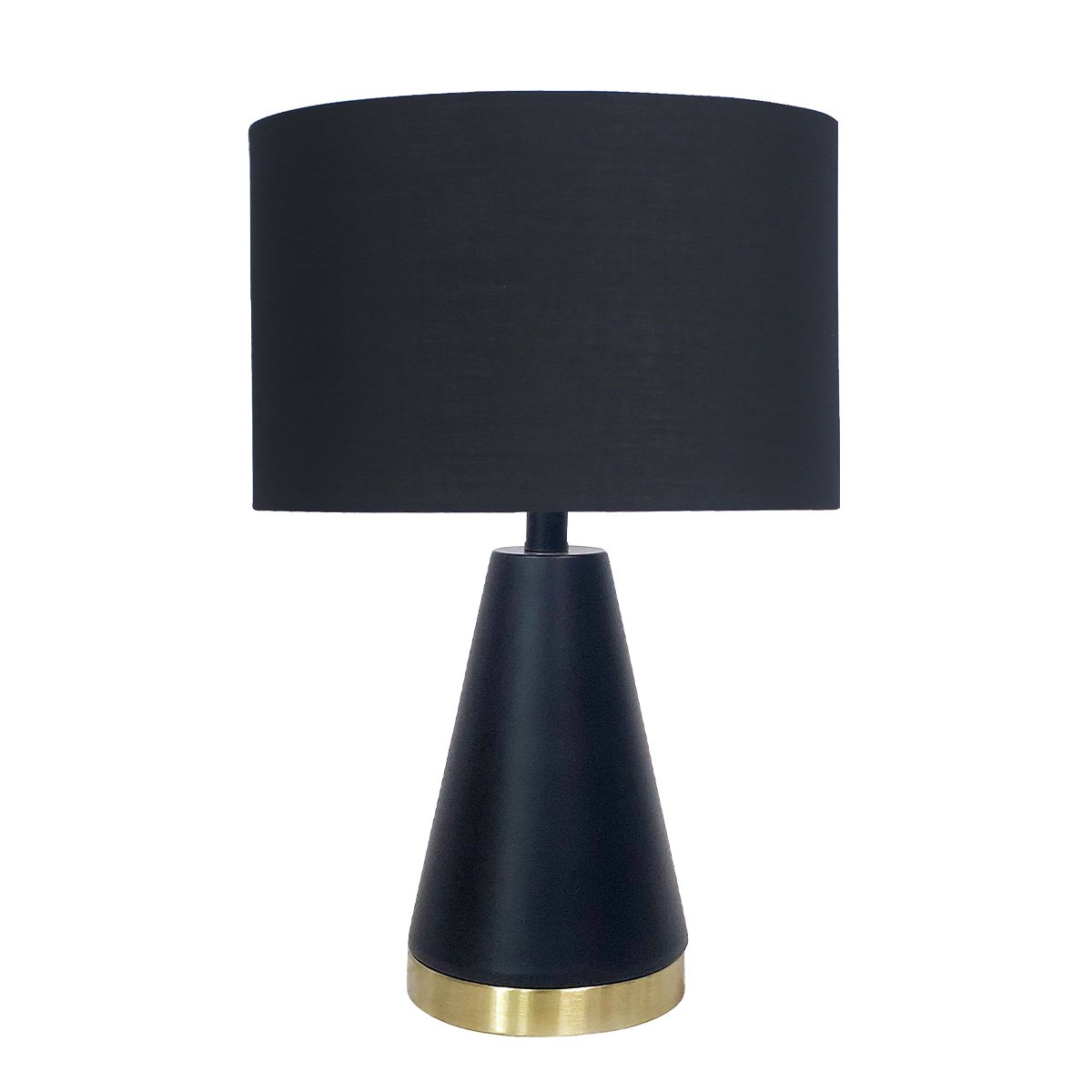 Black and Gold Metal Table Lamp with Fabric Shade Modern Bedside Desk Light for Living