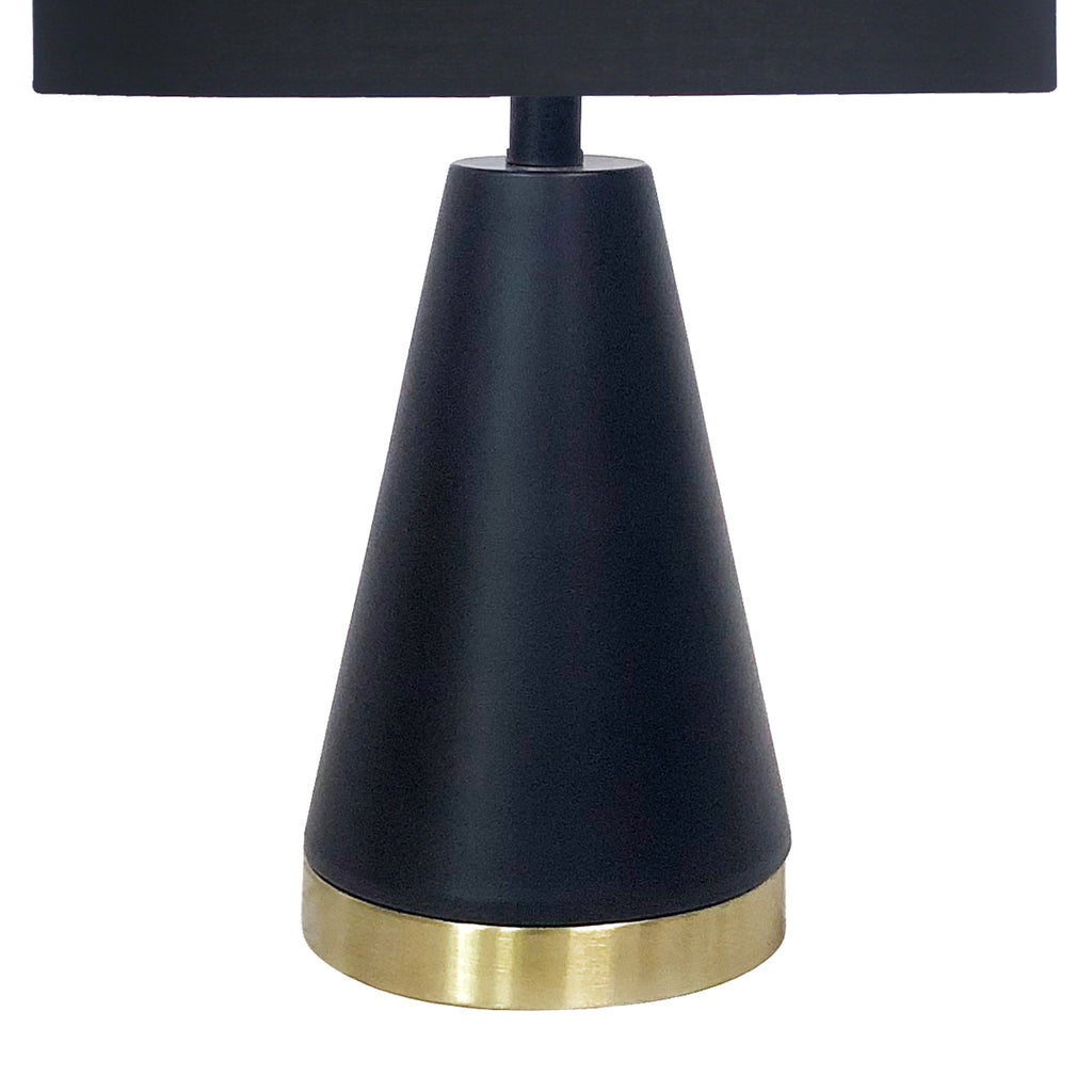 Black and Gold Metal Table Lamp with Fabric Shade Modern Bedside Desk Light for Living