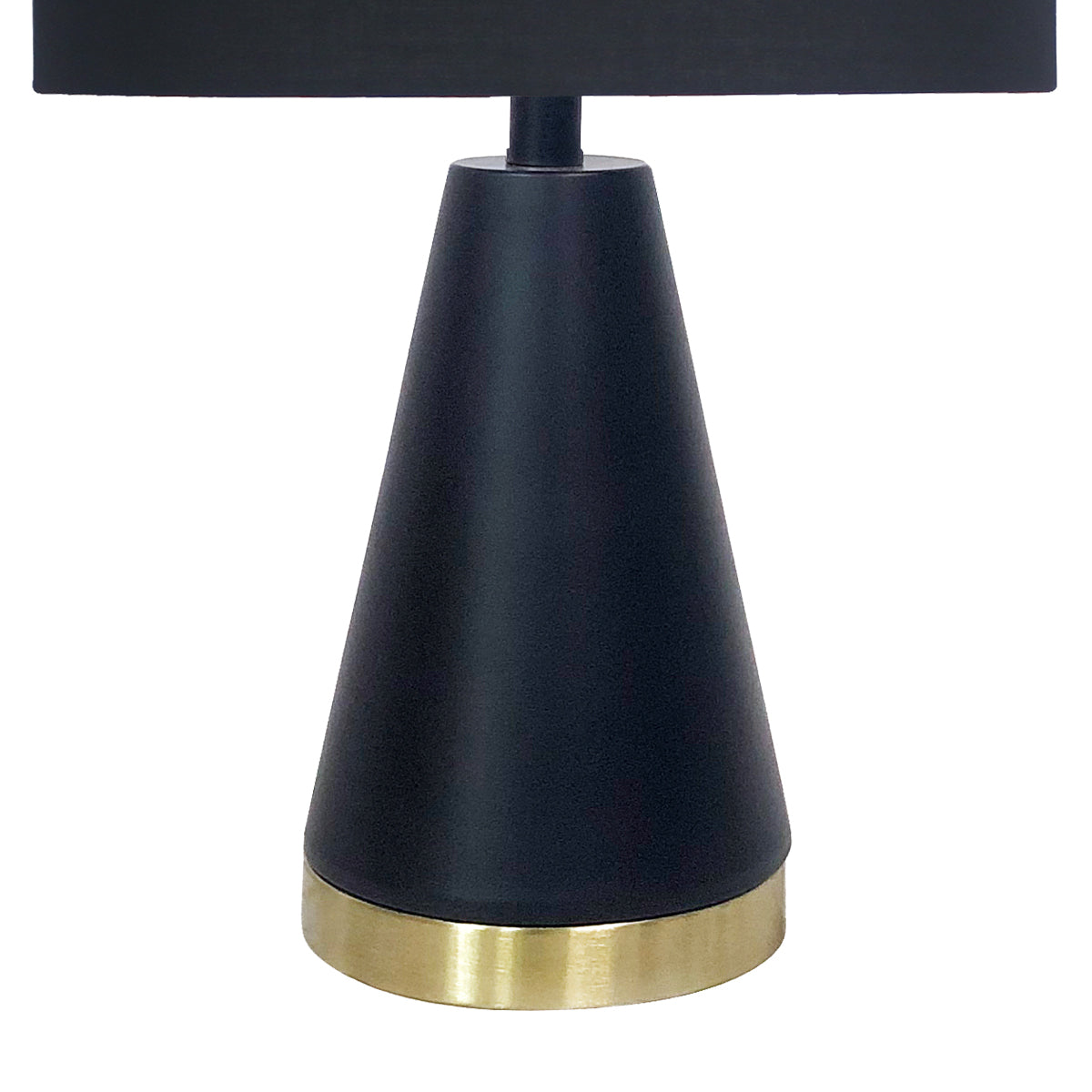 Black and Gold Metal Table Lamp with Fabric Shade Modern Bedside Desk Light for Living