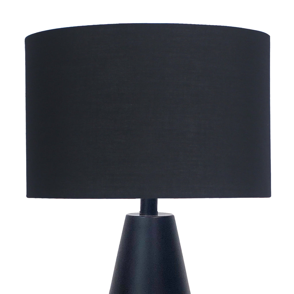 Black and Gold Metal Table Lamp with Fabric Shade Modern Bedside Desk Light for Living