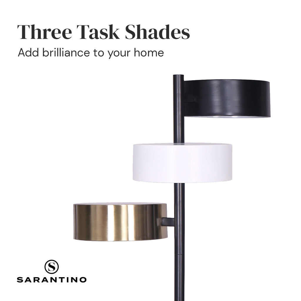 Industrial Metal Floor Lamp 3-Light Tree Standing Lamp with 3 Swirl Shades for Living