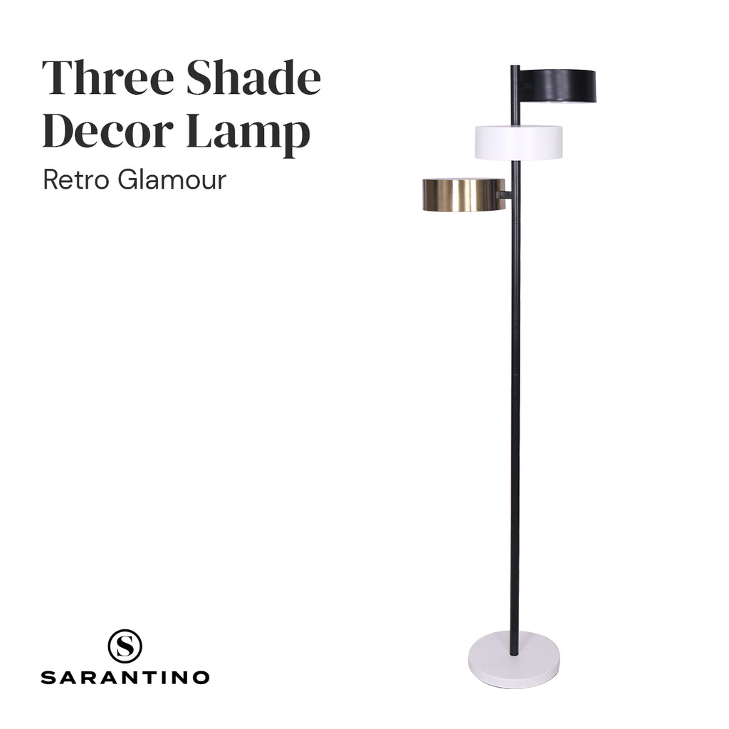 Industrial Metal Floor Lamp 3-Light Tree Standing Lamp with 3 Swirl Shades for Living