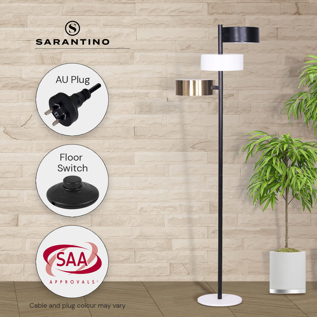 Industrial Metal Floor Lamp 3-Light Tree Standing Lamp with 3 Swirl Shades for Living