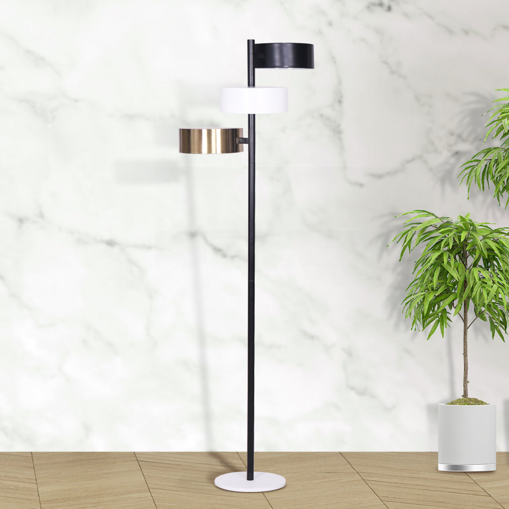 Industrial Metal Floor Lamp 3-Light Tree Standing Lamp with 3 Swirl Shades for Living