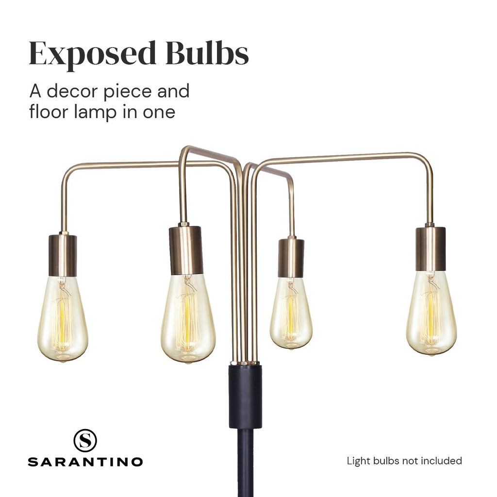 4-Light Industrial Floor Lamp 160cm Modern Vintage Metal Standing Light LED Living Room