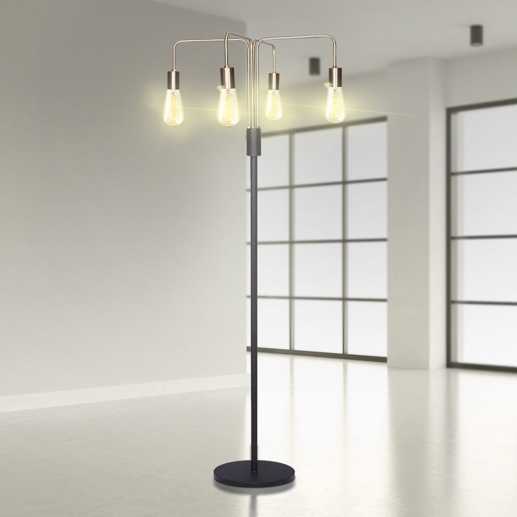 4-Light Industrial Floor Lamp 160cm Modern Vintage Metal Standing Light LED Living Room