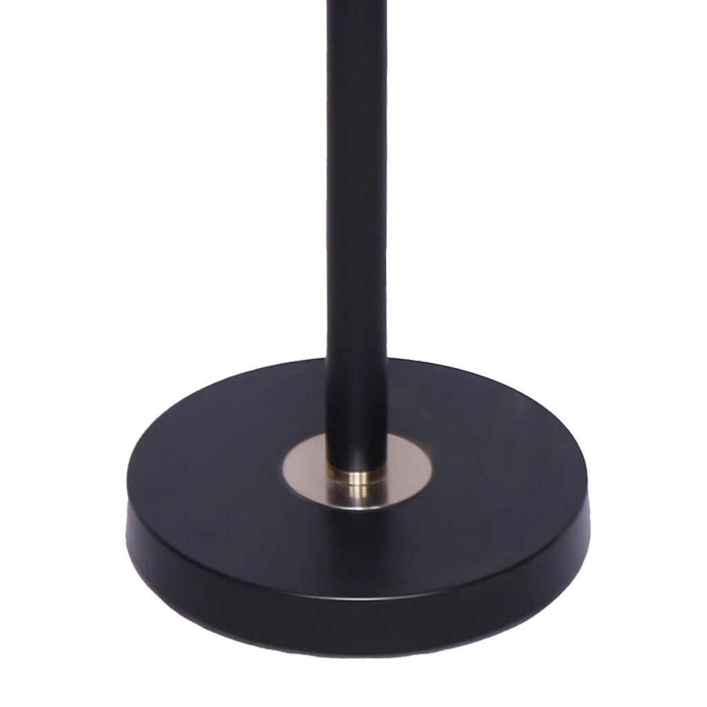 Modern Black & Gold Task Floor Lamp with Adjustable White Linen Shade Standing Light for