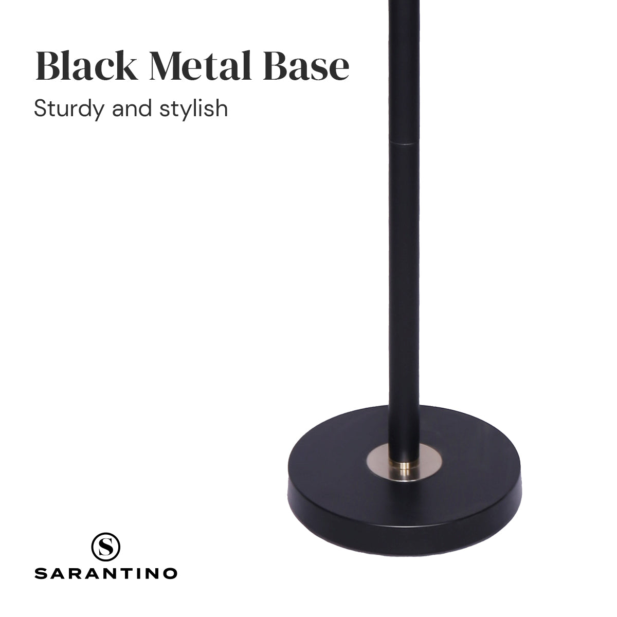 Modern Black & Gold Task Floor Lamp with Adjustable White Linen Shade Standing Light for