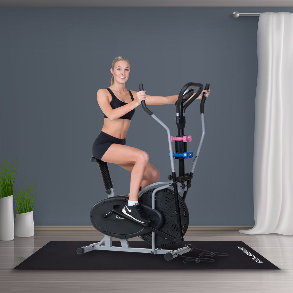 1.5m Gym Equipment Mat 5mm Non-Slip EVA Floor Protector for Exercise Bikes Rowers