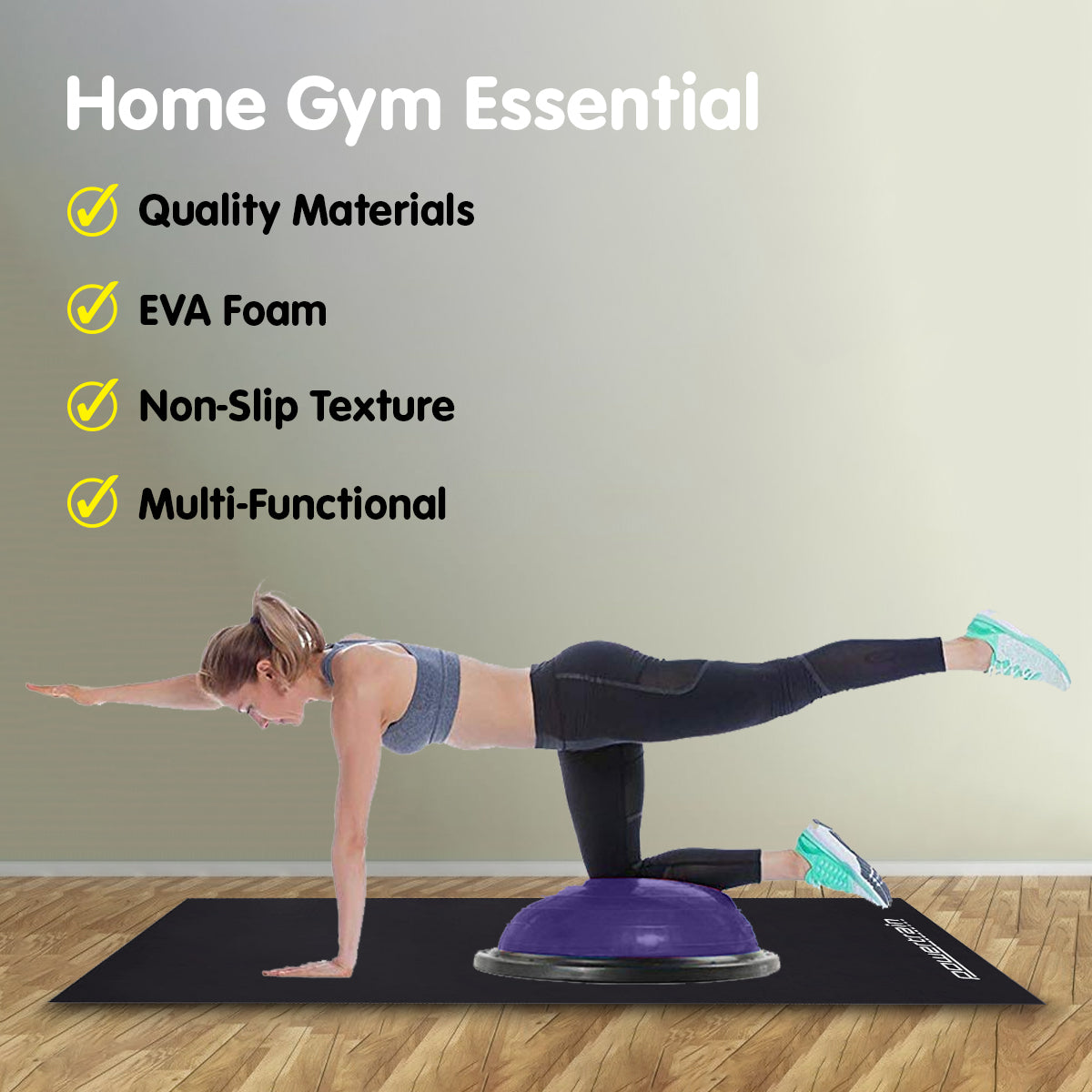2m x 1m Gym Equipment Mat 5mm Non-Slip EVA Floor Protector for Treadmills Exercise Bikes