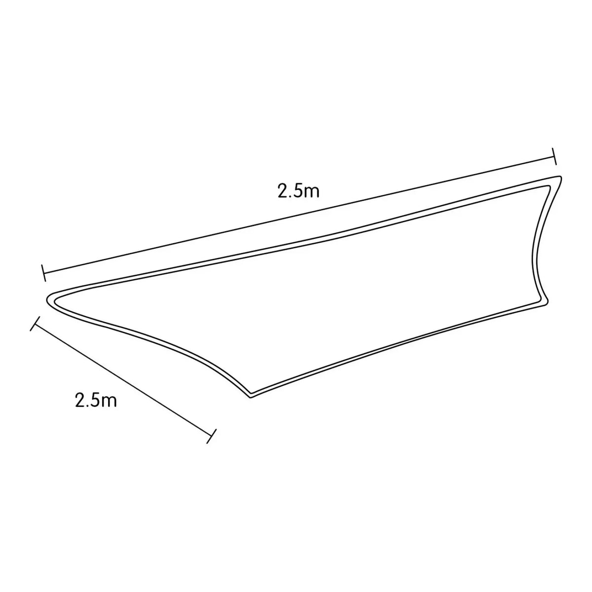 2.5 x 2.5m Square Sun Shade Sail Canopy Awning Breathable UV Block for Outdoor Patio