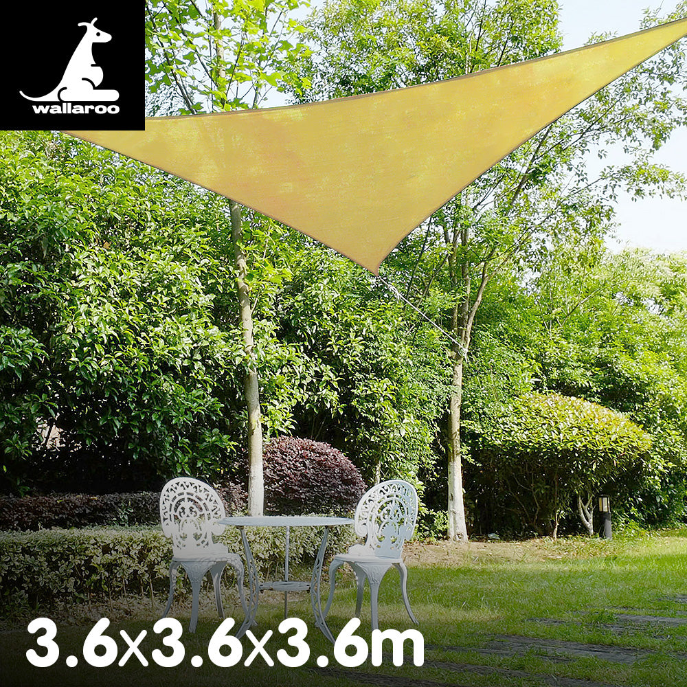 3.6m Triangular Sun Shade Sail Canopy Sand Breathable UV Protection Outdoor Patio Garden