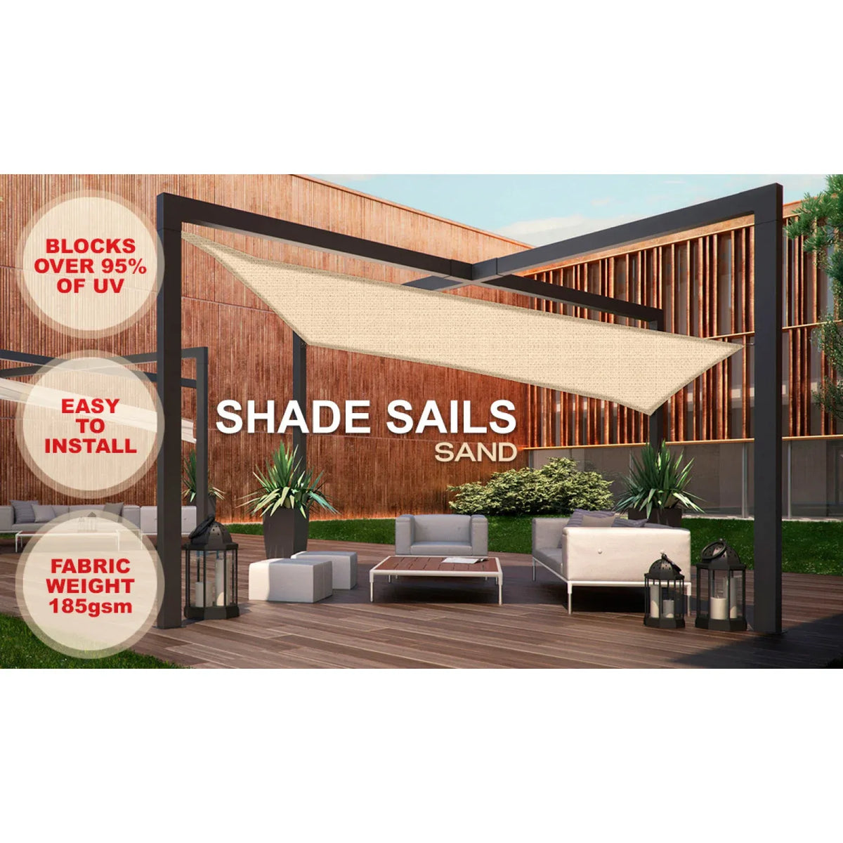 Rectangular Shade Sail 3 x 2.5m - Sand
