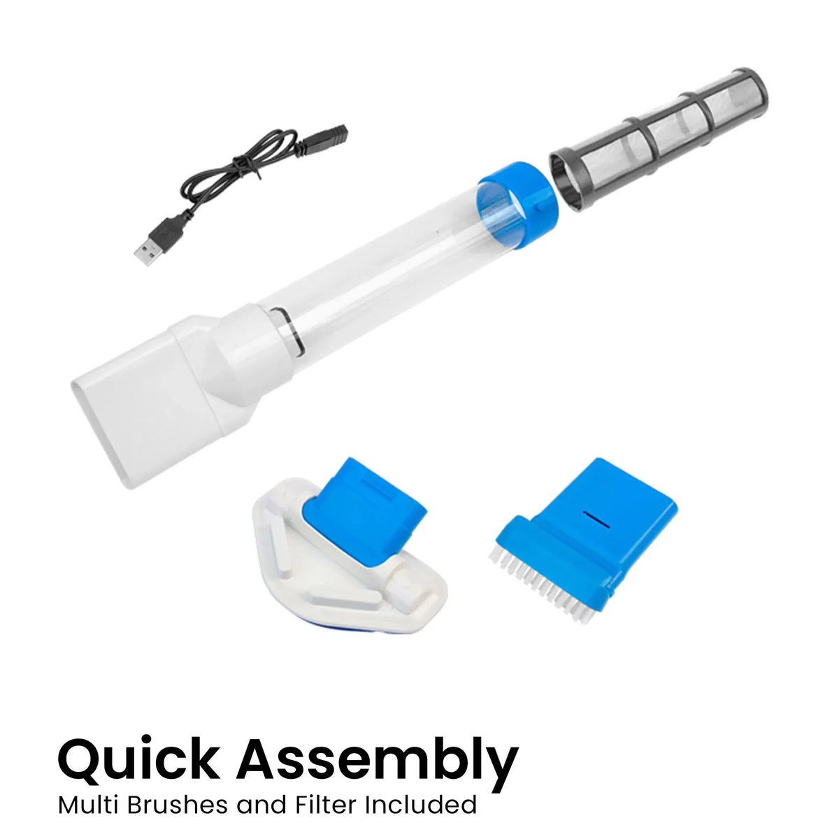 Cordless Rechargeable Spa and Pool Vacuum Cleaner with Telescopic Pole & 2 Heads - 60 Min