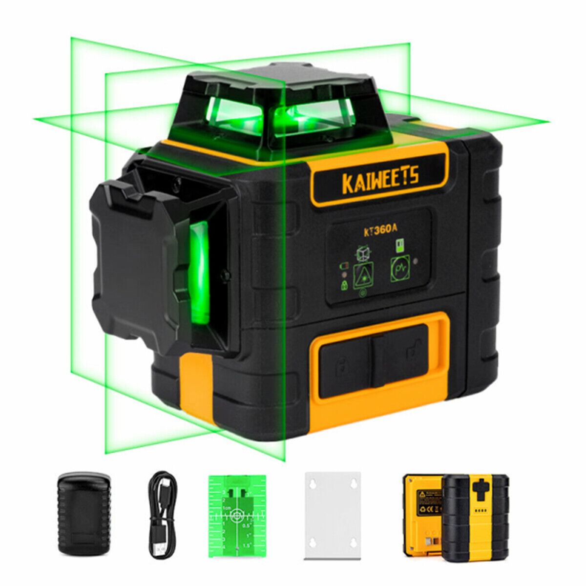 KT360A Green Laser Level 3 X 360° Rotary Self Leveling with 1 Rechargeable Battery