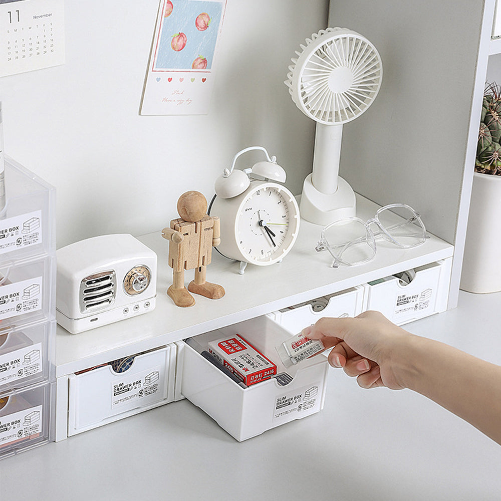 4 Pcs Set Stackable Desktop storage Box Drawer Transparent Plastic Stationery Cosmetic