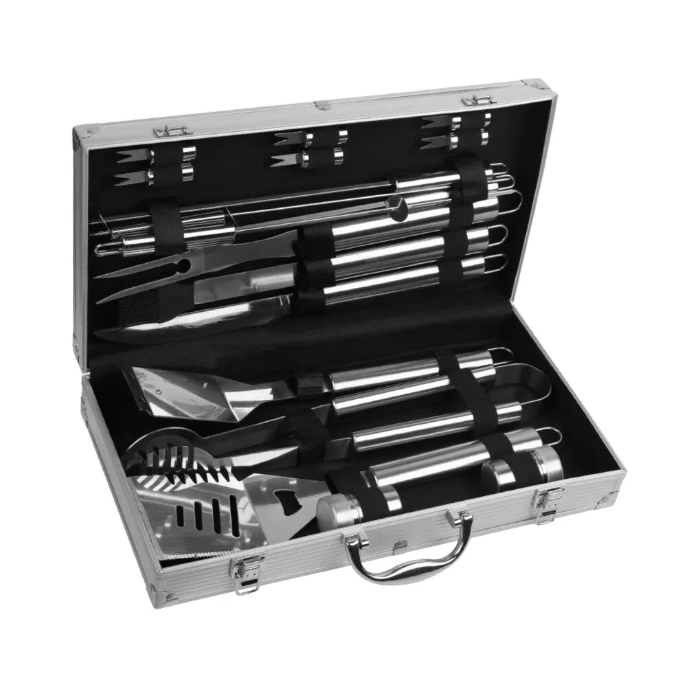 18-Piece Stainless Steel BBQ Tool Set, Barbecue Grill Utensils Kit with Aluminium Case
