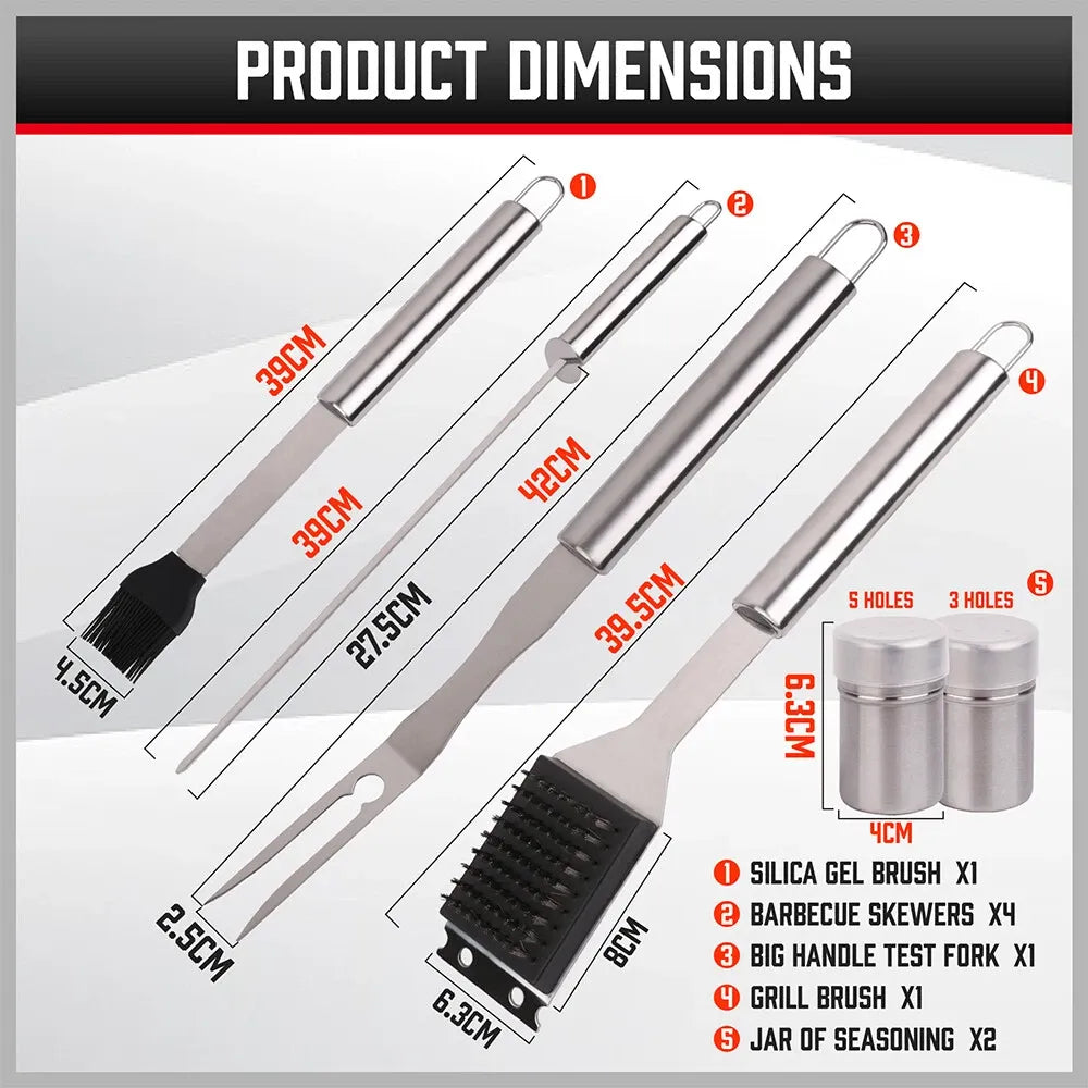 18-Piece Stainless Steel BBQ Tool Set, Barbecue Grill Utensils Kit with Aluminium Case