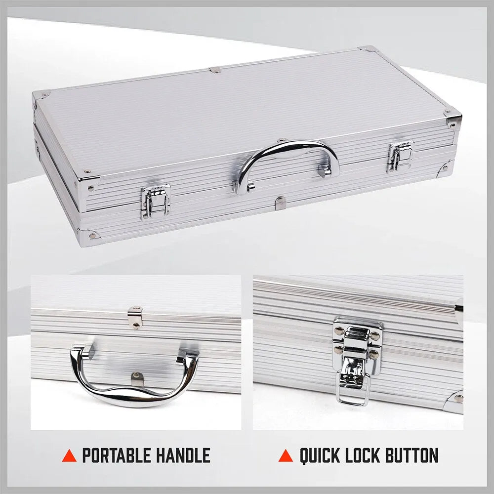 18-Piece Stainless Steel BBQ Tool Set, Barbecue Grill Utensils Kit with Aluminium Case