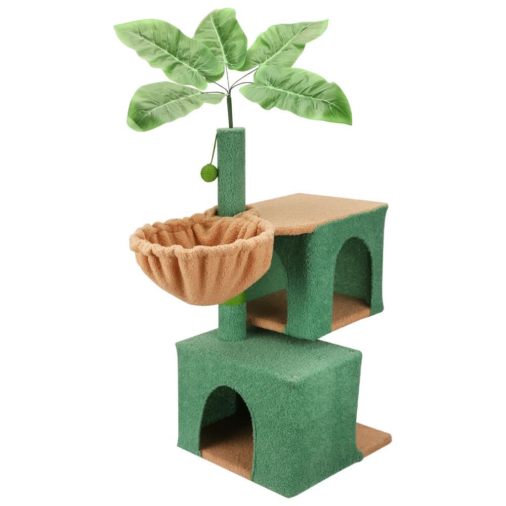 110cm Cat Tree Tower, Multi-Level Cat Scratching Post with Hammock, Condo & Play Ball