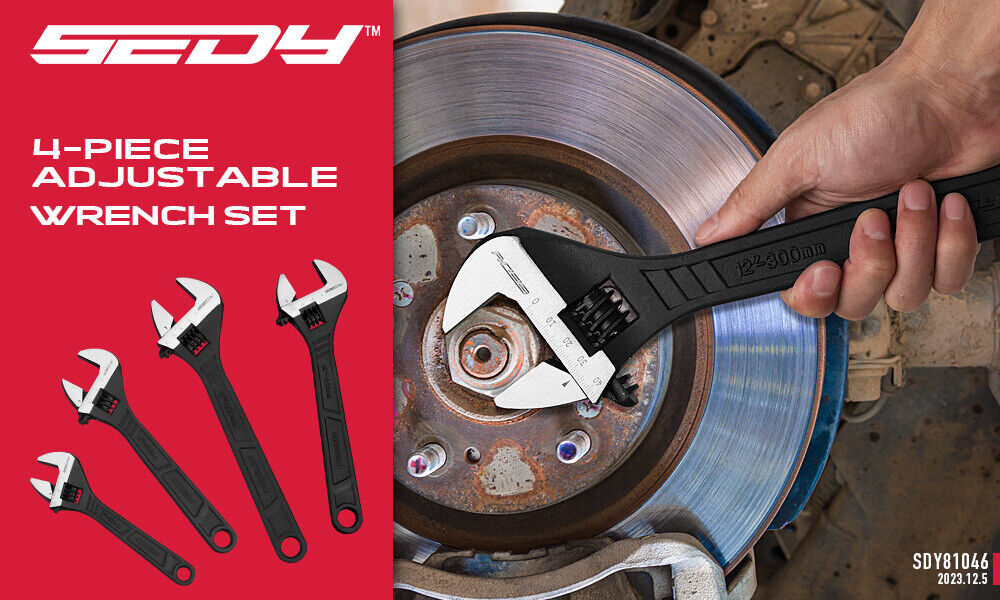 4Pc Adjustable Wrench Set Shifter Heavy Duty SAE & Metric Household Repair