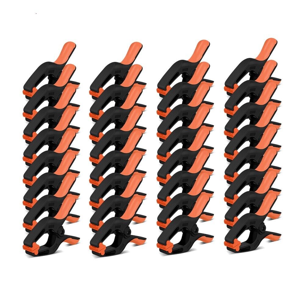 32Pc 7" Nylon Spring Clamp Extra Large Rubber Non-Slip Grip Handle Clips