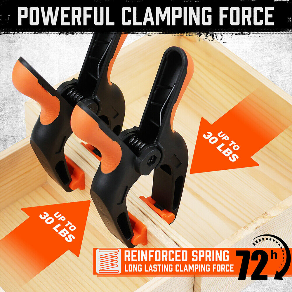 32Pc 7" Nylon Spring Clamp Extra Large Rubber Non-Slip Grip Handle Clips