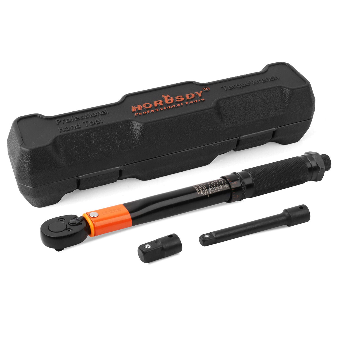 3Pc 1/4" Drive Click Torque Wrench Ratchet Socket with Adaptor Extension