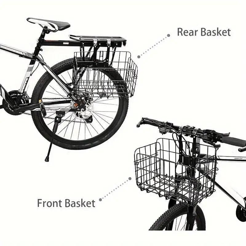 Foldable Bicycle Basket Front and Rear Hanging Storage Rack Bike Accessories - Black