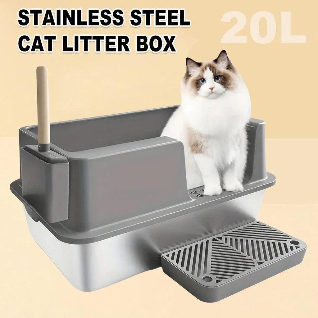 5-Piece Cat Litter Box Set – Grey