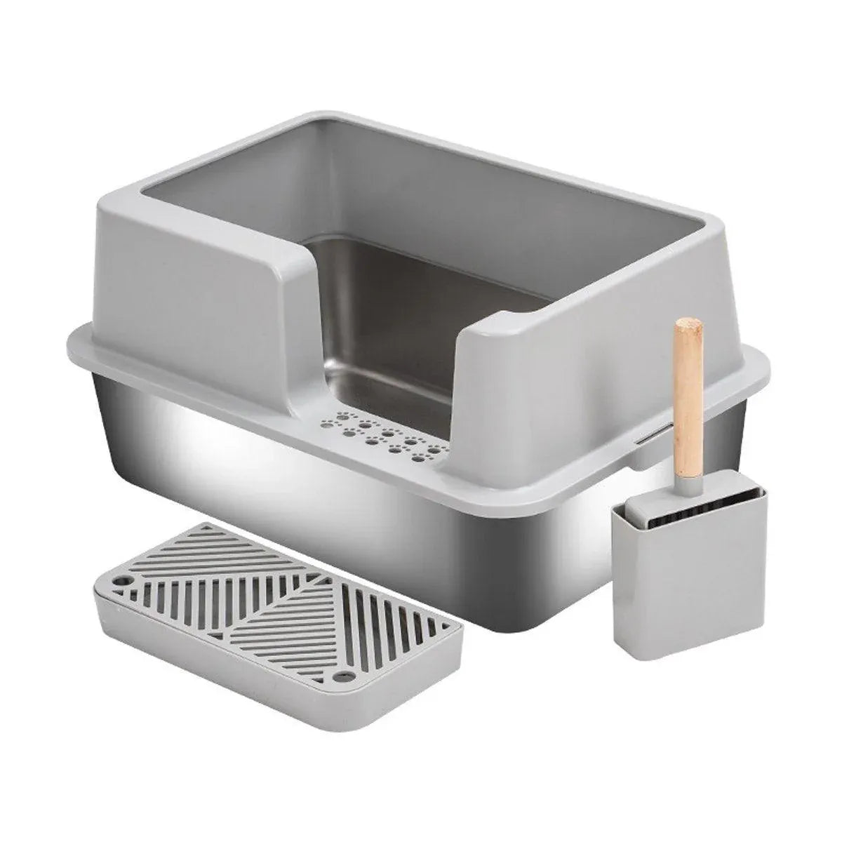 5-Piece Cat Litter Box Set – Grey