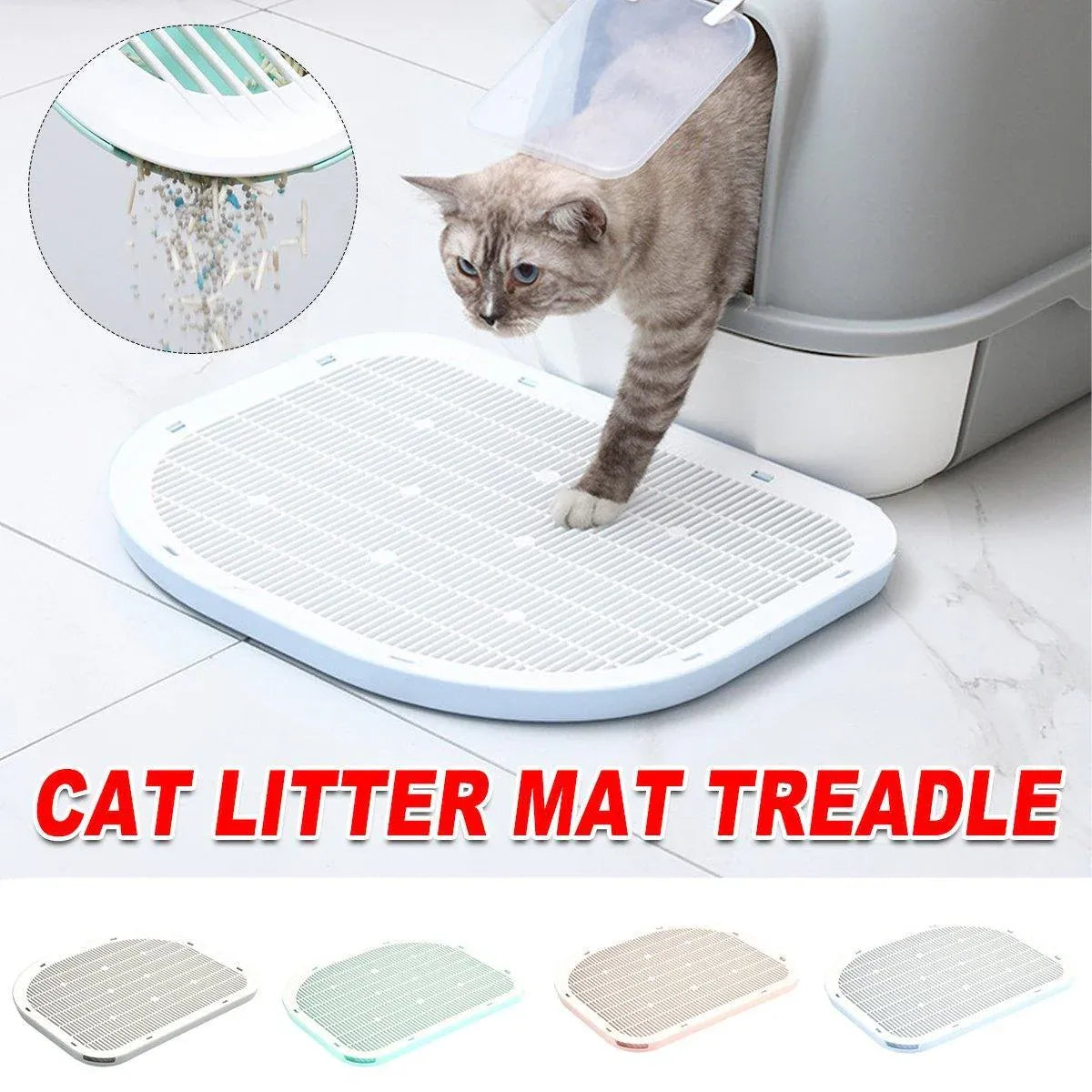 Anti Spill Cat Litter Mat Double Layer Pet Toilet Mat for Litter Box - Green