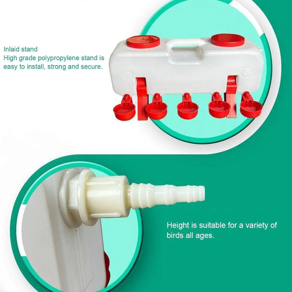 10L Chicken Poultry Automatic Drinking Tank Drinker Feeding Pot Water Dispenser