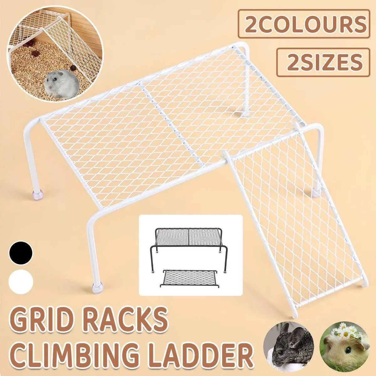 Metal Iron Chicken Feeding Ladder Grid Shelving Landscaping Platform Supplies - White-L