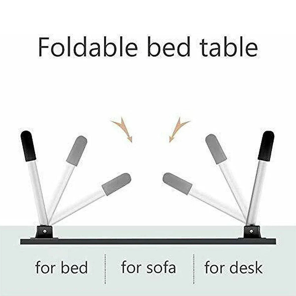 Laptop Bed Table Foldable Lap Standing Desk with Cup Slot for Indoor Picnic Tray - White