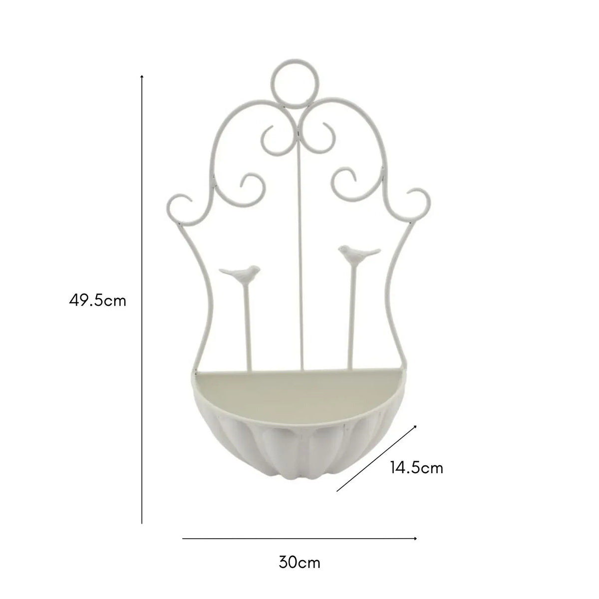 Fleur Wall Planter w 2 Birds 49cm