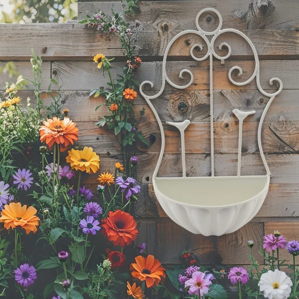 Fleur Wall Planter w 2 Birds 49cm
