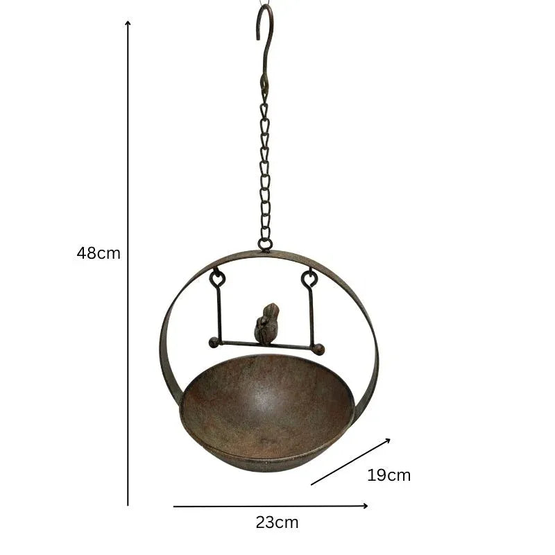Hanging Birdfeeder w Bird On Swing 48cm