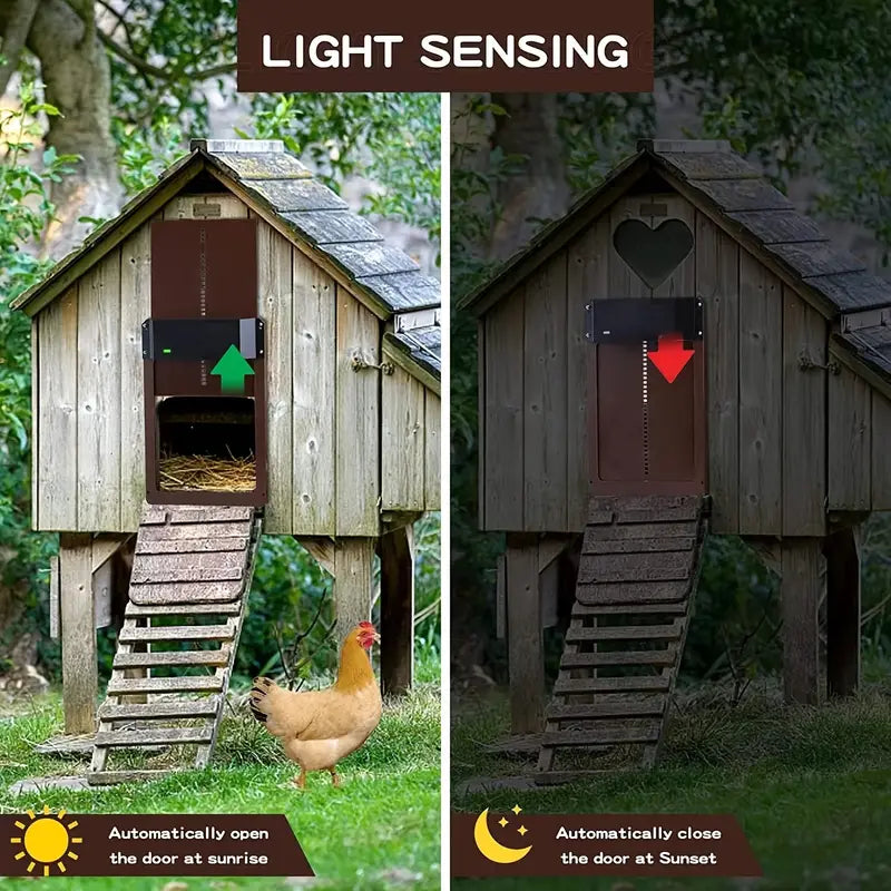 PCS Automatic Chicken House Coop Door Light-Sensitive Night And Morning Delay Auto Guard
