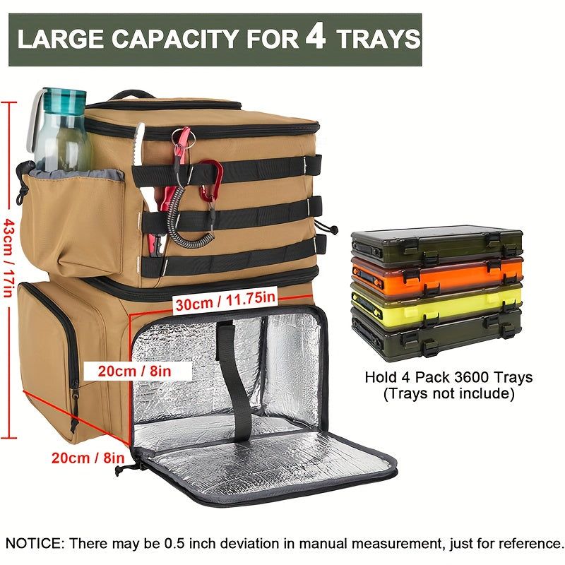 Fishing Tackle Backpack with Rod Holders & Cooler