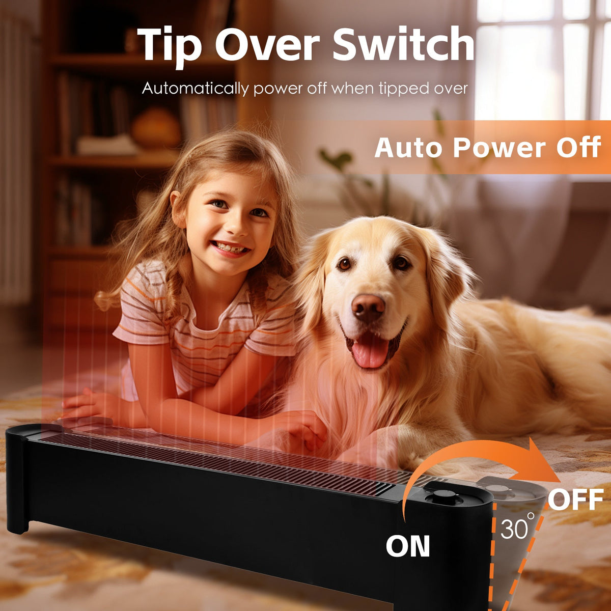 2200W Graphene Floor Electric Heater – Fast Heating, Energy-Efficient, Portable Indoor