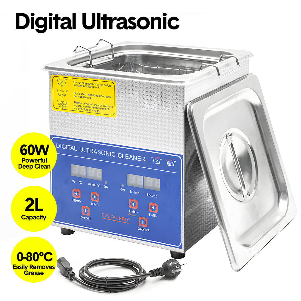 2L Ultrasonic Cleaner Lab-Grade Stainless Steel Ultrasonic Cleaning Machine Digital