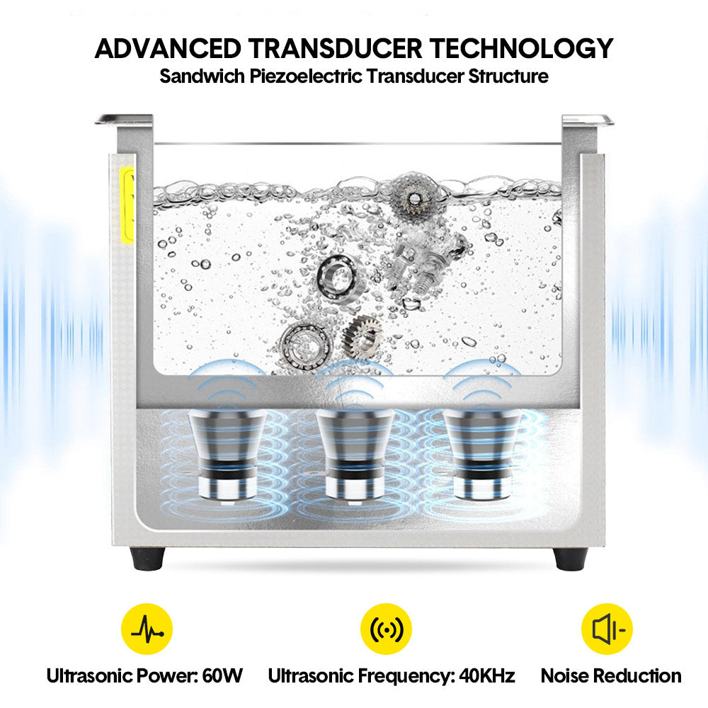 2L Ultrasonic Cleaner Lab-Grade Stainless Steel Ultrasonic Cleaning Machine Digital