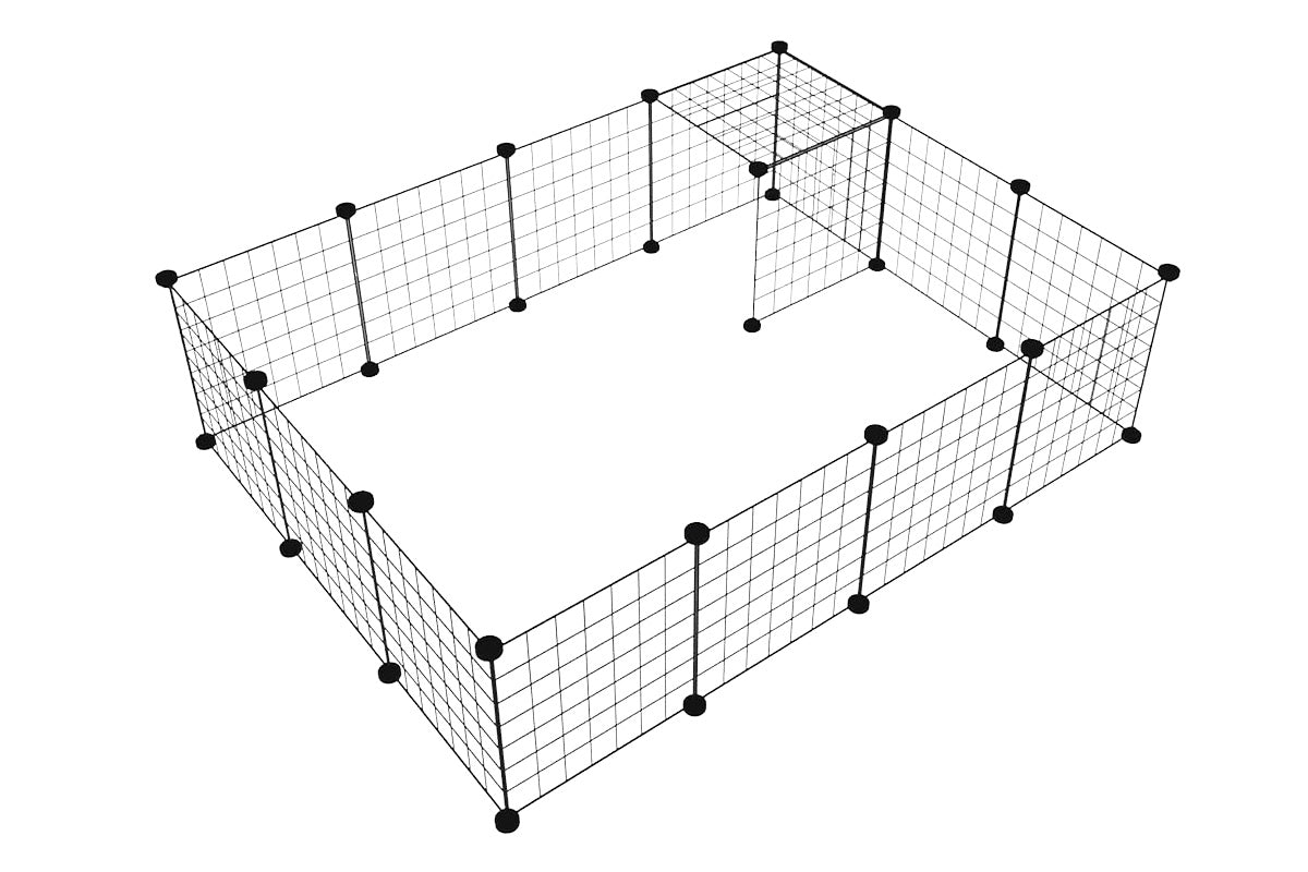 Pet Playpen Foldable Metal Pet Cage Enclosure Puppy Fence 16 Panels with Connection Clips