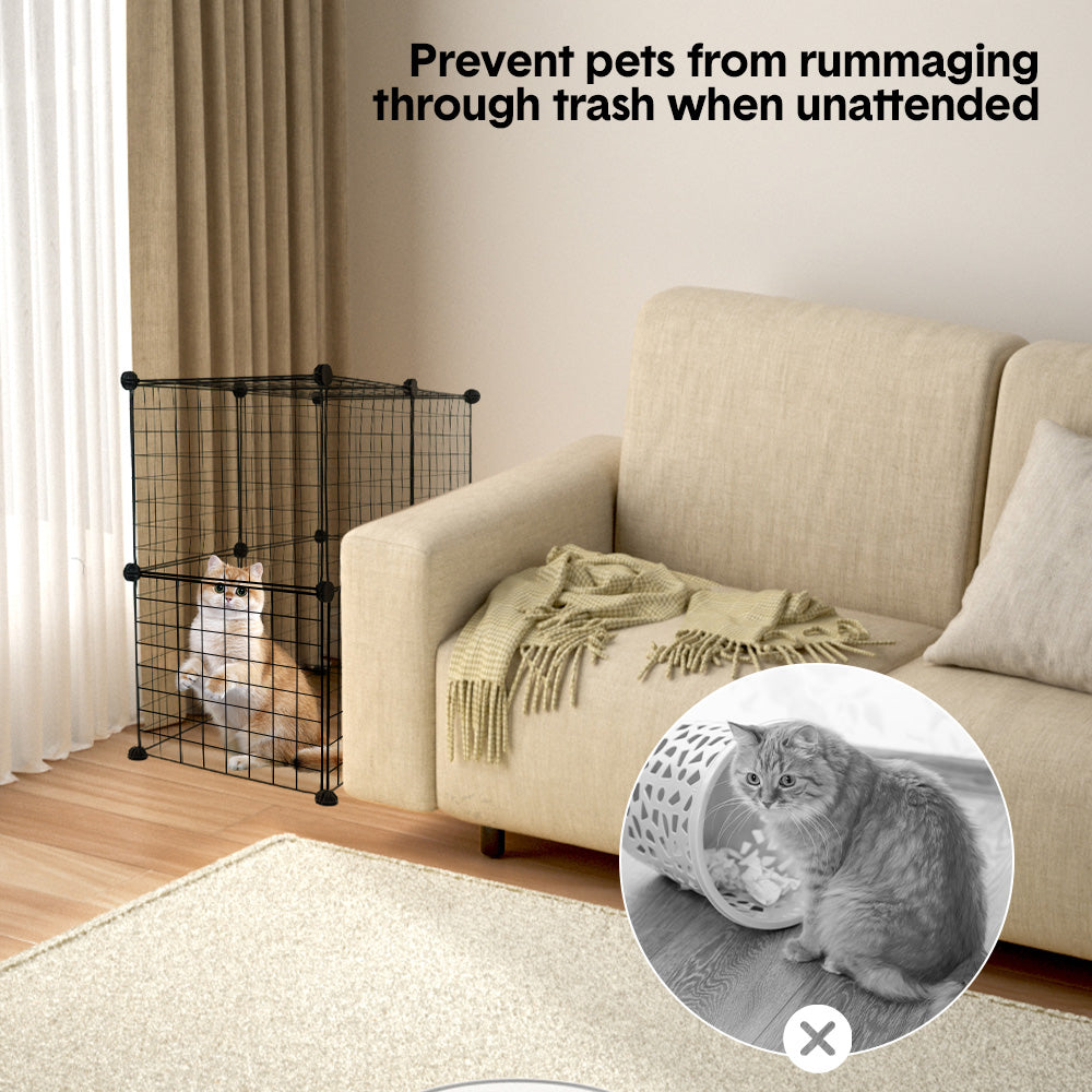 Pet Playpen Foldable Metal Pet Cage Enclosure Puppy Fence 16 Panels with Connection Clips