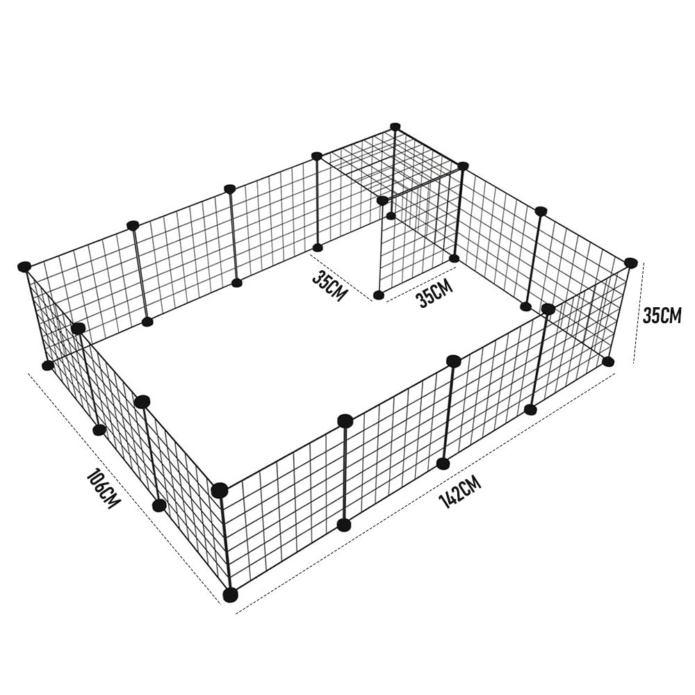 Pet Playpen Foldable Metal Pet Cage Enclosure Puppy Fence 16 Panels with Connection Clips